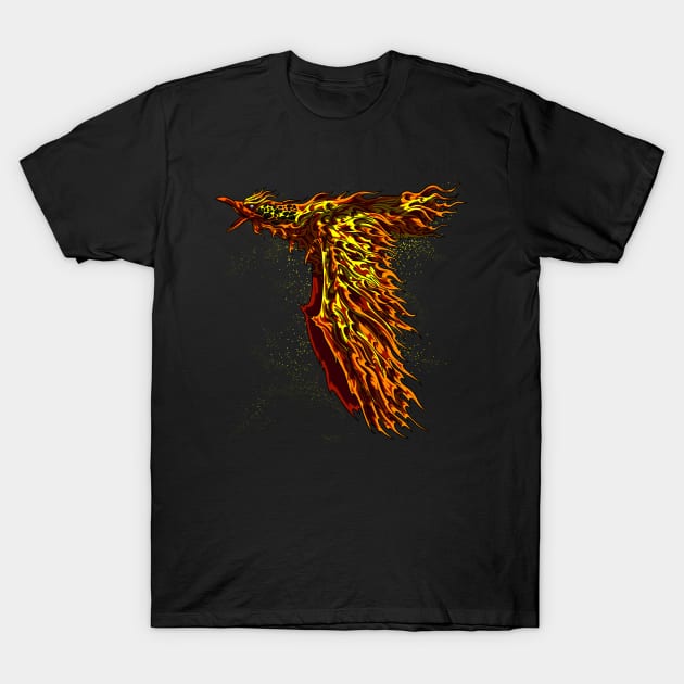 Phoenix Bird On Fire Fantasy T-Shirt by underheaven